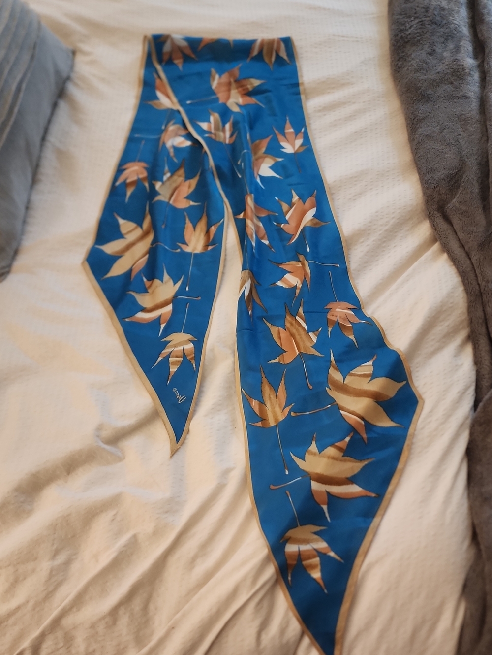 Usna Teal Floral Silk Scarf Tie